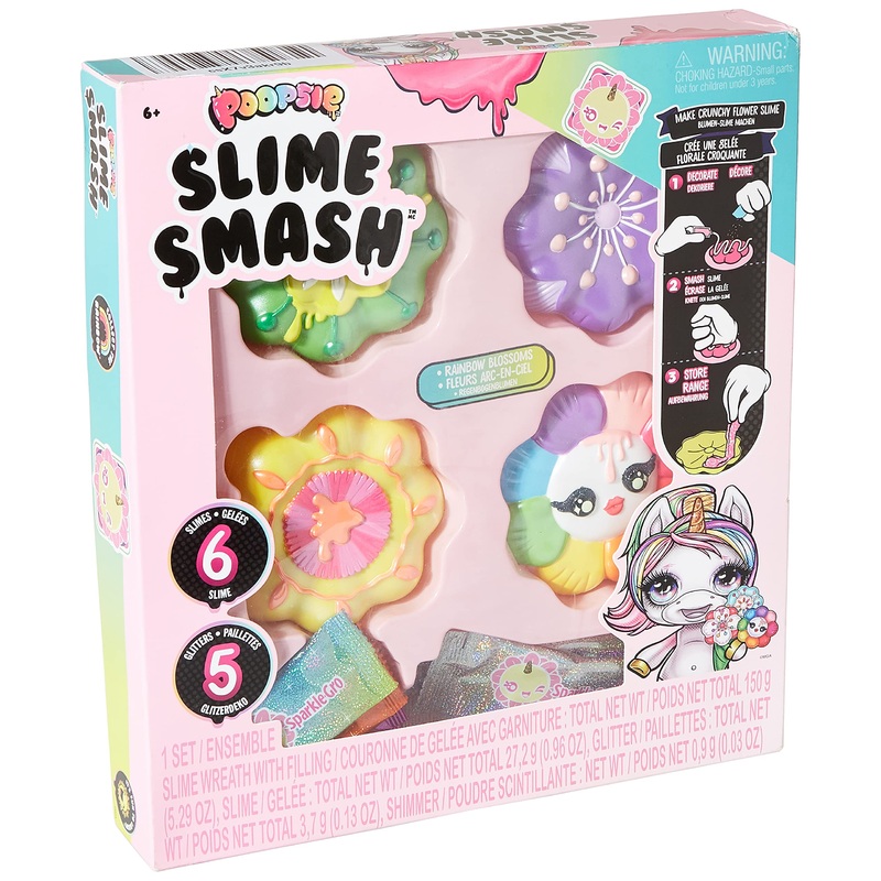 Poopsie Slime Smash 117148E7C Rainbow Blossoms - Glitter Modeling Kit with Flower Balloon Cans
