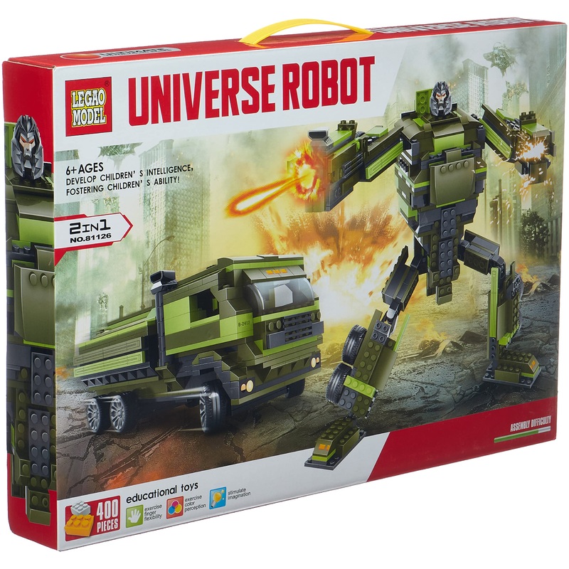 Universe robot assembly 2-in-1 model, 400 pieces - green and black