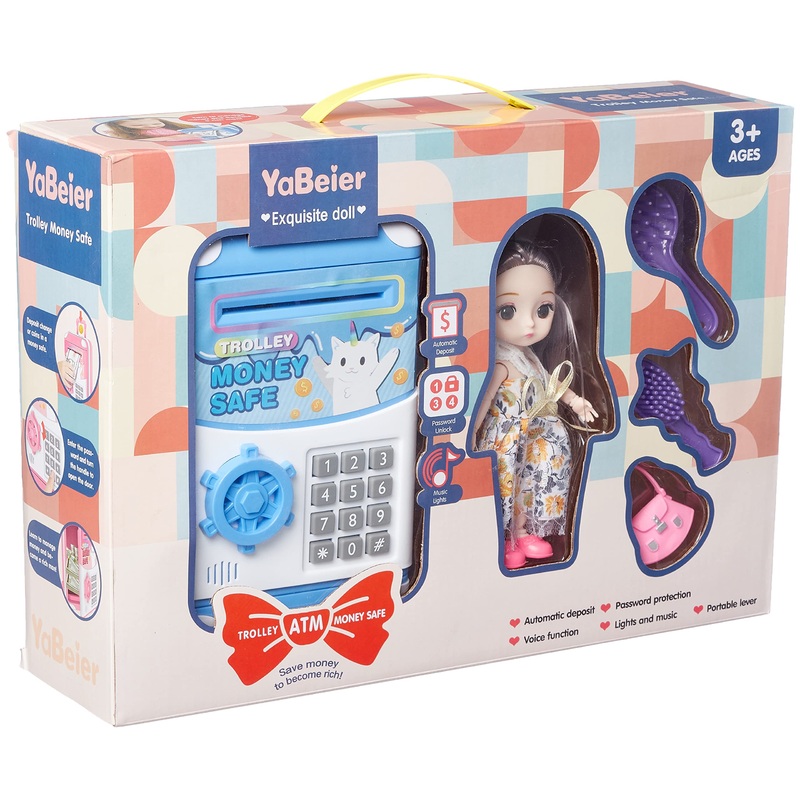 VANYEH Trolley ATM Money Safe with 5 Pieces, Light & Music, Password Unlock, Automatic Deposit