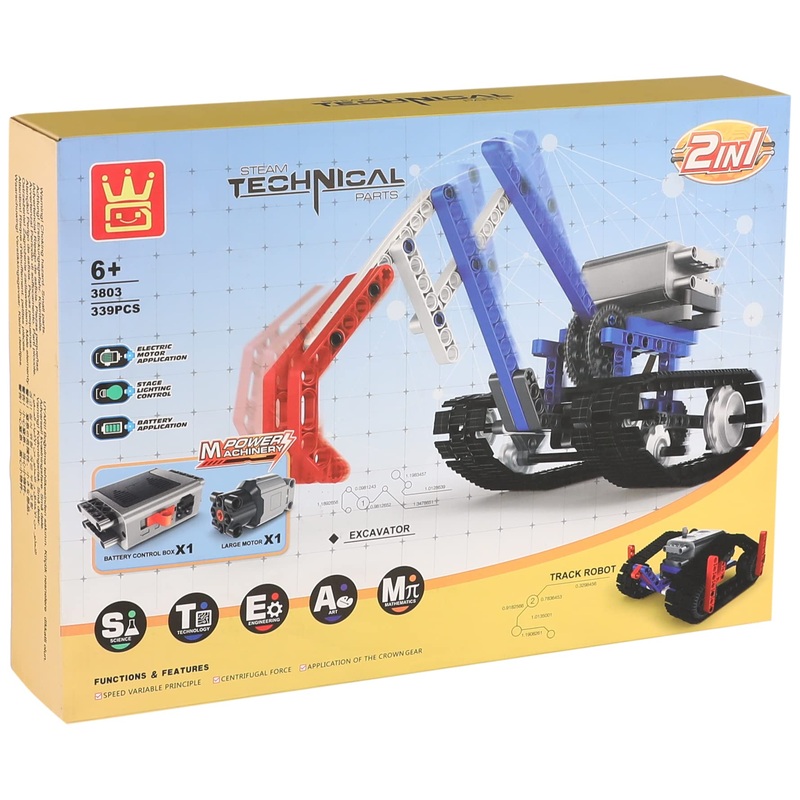 Wange 3803 excavator and robot shaped building blocks - 339 pieces