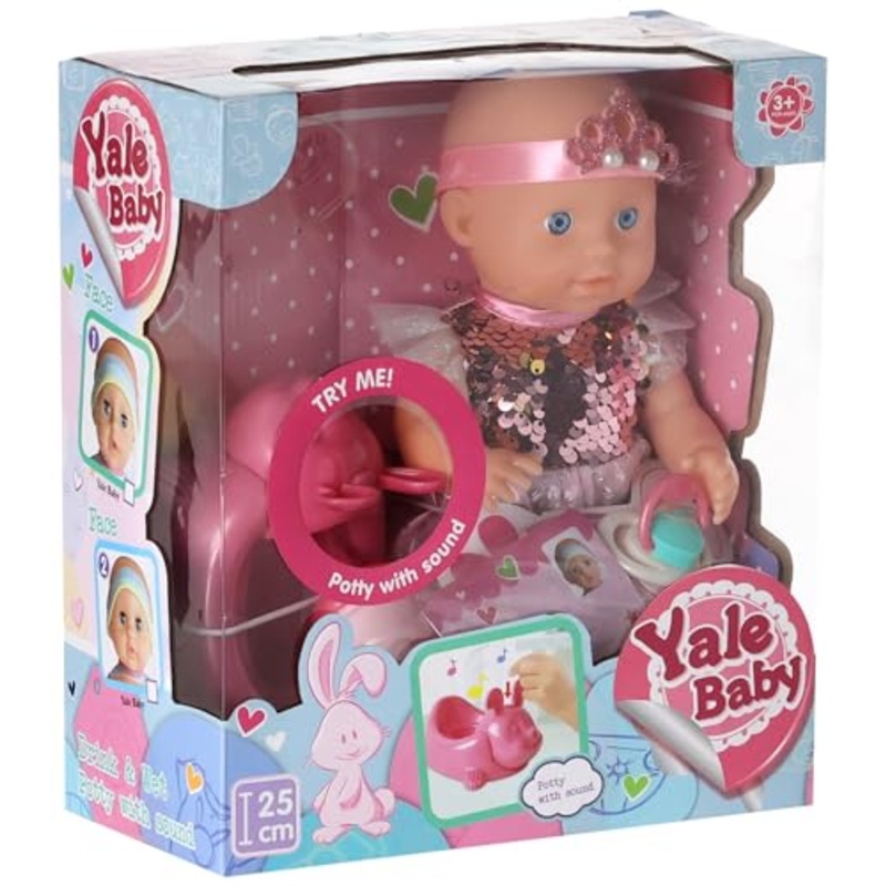 Yale Doll with Accessories for Girls, 25 cm - Multicolored, Plastic