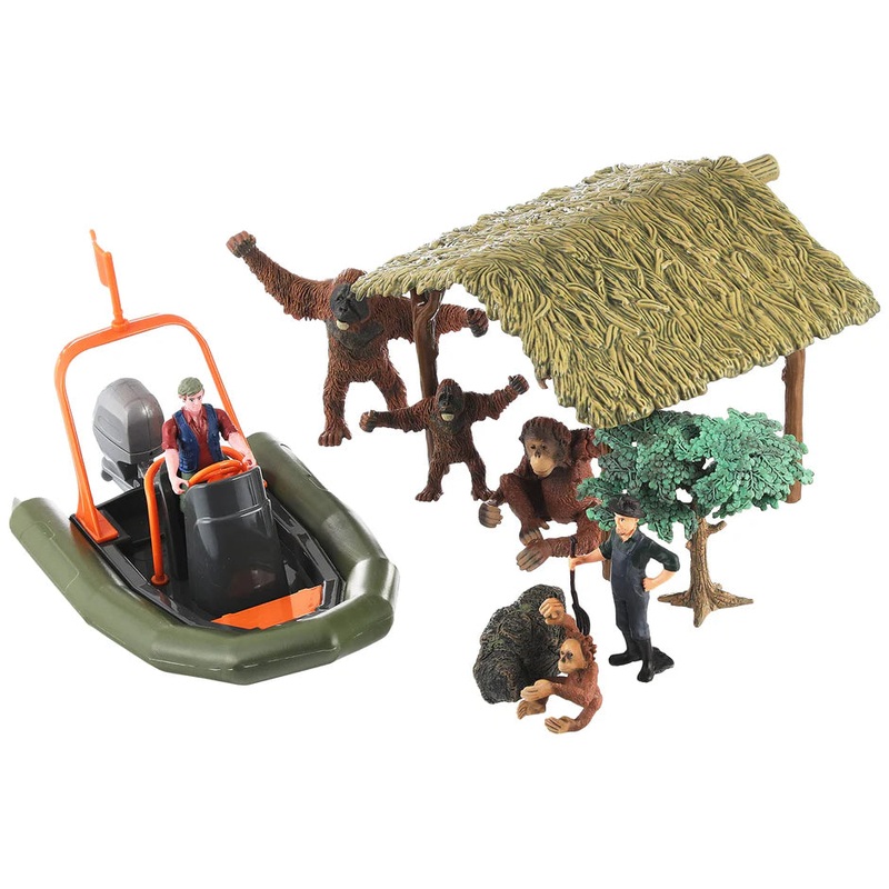 Zhong Jieming Toys Miniature Monkey Animal Figure with Farmer Action Figure - 11 Pieces