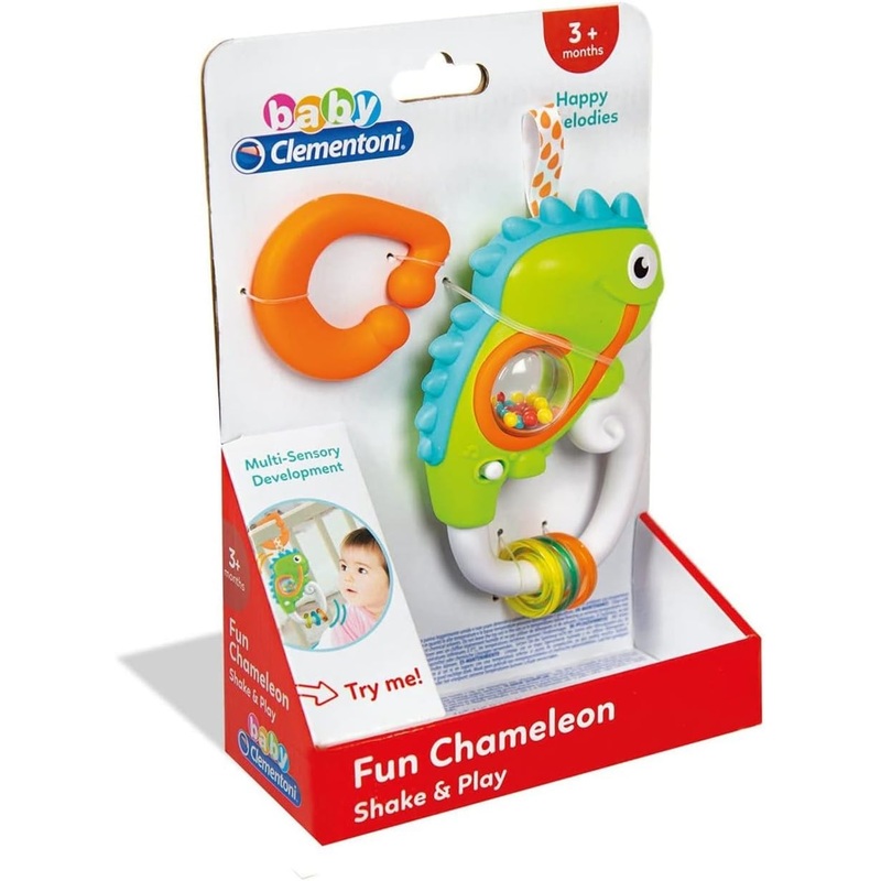 Clementoni Ba - 17332 - interactive chameleon rattle - early childhood game with melodies and sound boy toys, girl toys, birthday gift, Christmas gift, growth, fun, for kids.