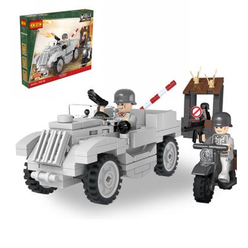 "Military-Themed Building Block Set with Soldiers, Jeep, and Motorcycle - Creative Play for Kids"