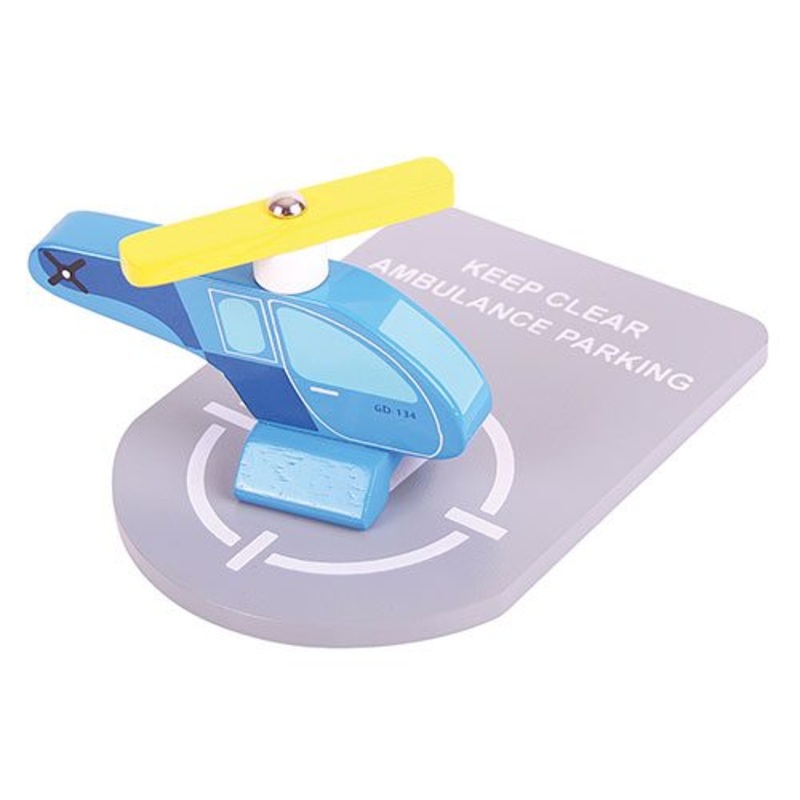 Wooden Train Big Jigs Helicopter and Heli Pad Set