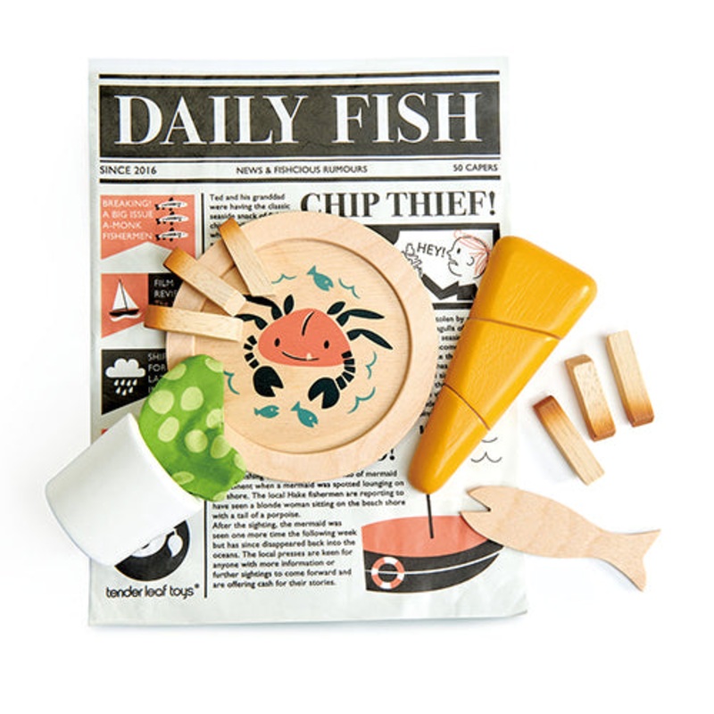 Tender Leaf Wooden Food Fish And Chips Supper