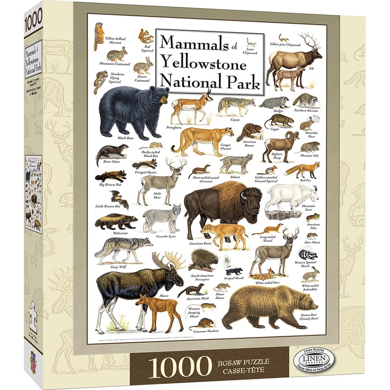 Mammals of Yellowstone National Park 1000 Piece Linen Jigsaw Puzzle