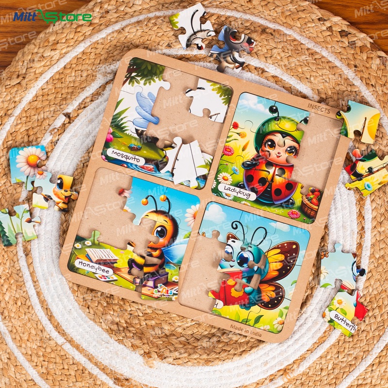 Wooden Insect Puzzle Board  Learn About Bugs with Fun & Colour
