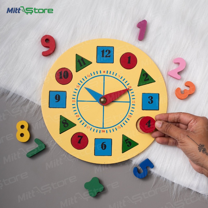 Wooden Learning Clock for Kids  Educational Preschool Toy to Teach Time