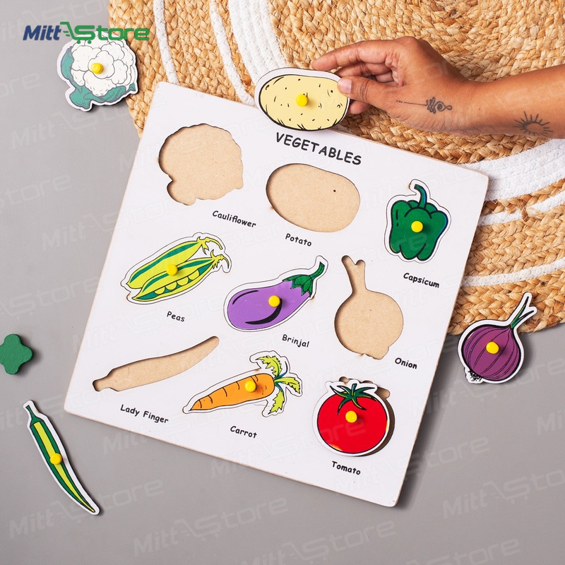 Wooden Learning Vegetable Puzzle Board for Kids  Fun & Educational Toy