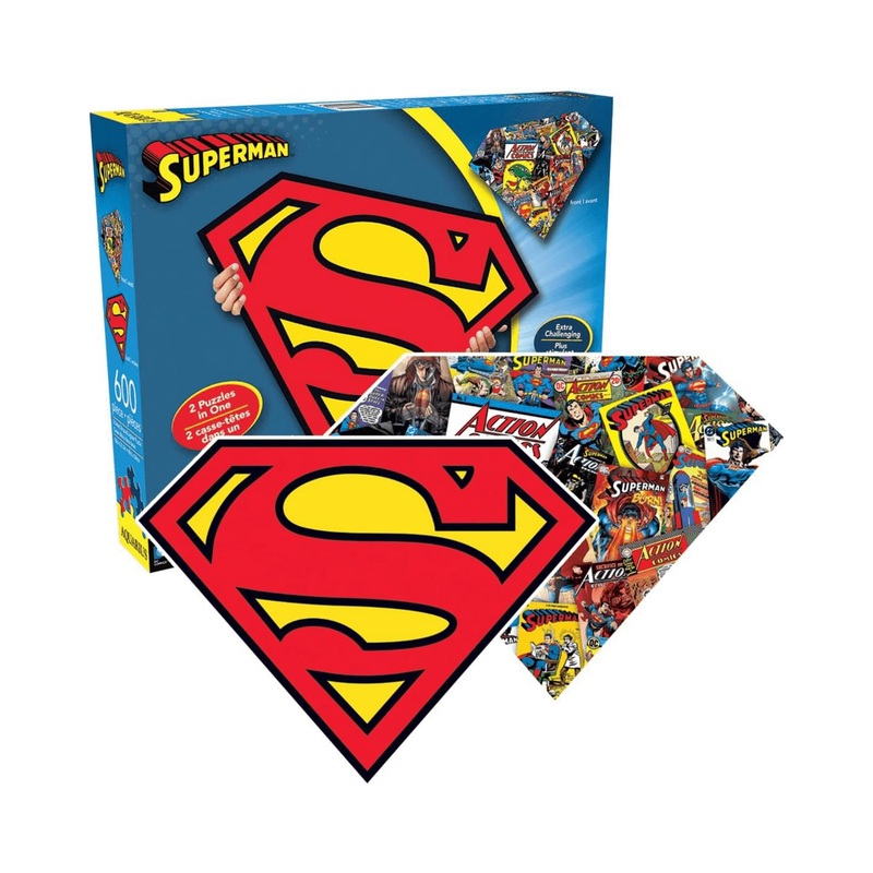DC Comics Superman Logo 600 Piece Shaped 2 Sided Jigsaw Puzzle