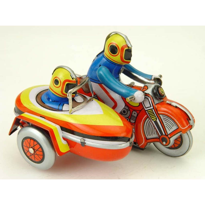 Vintage Style 4" Tin Motorcycle W/Sidecar