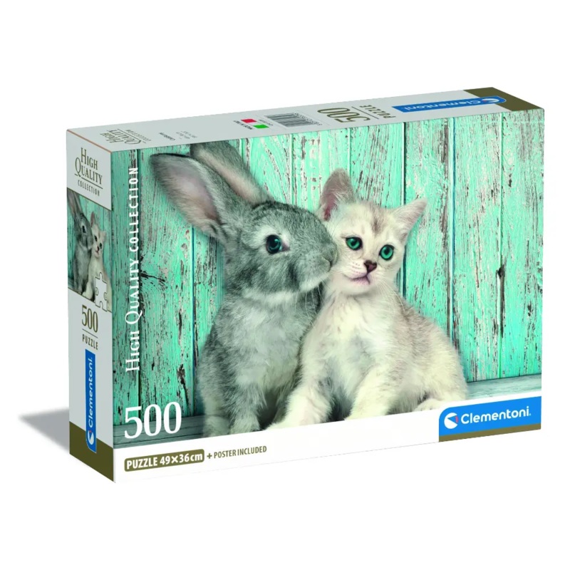 Clementoni Puzzle HQC Cat & Bunny+Poster 500pcs