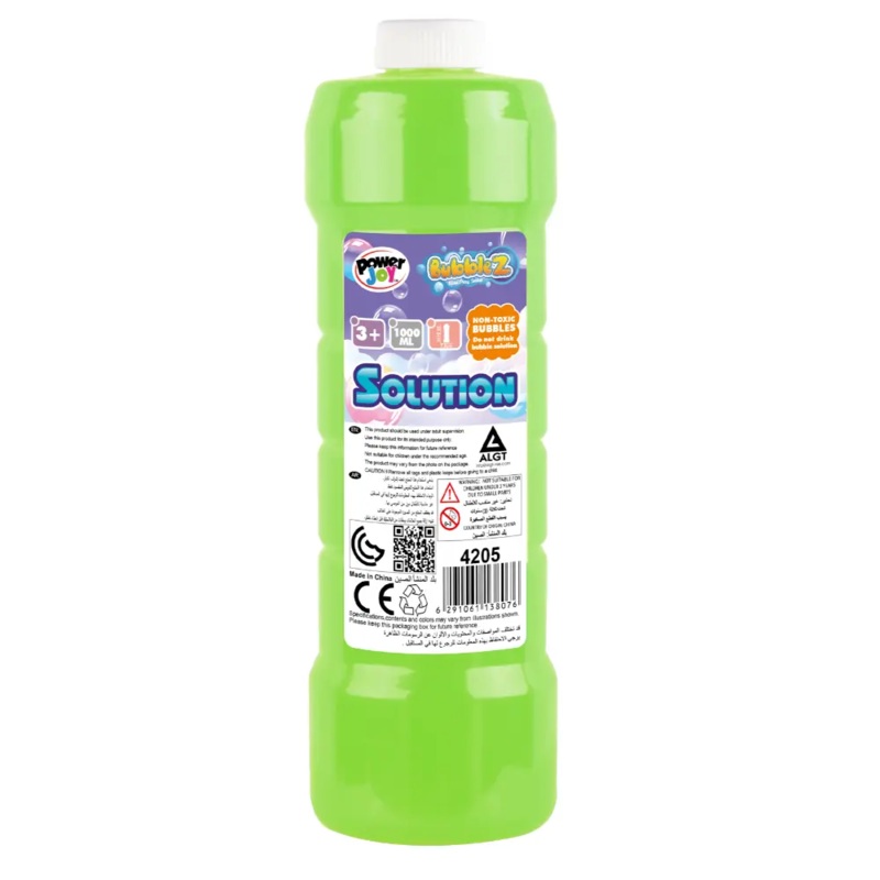 Power Joy Bubble Solution Bottle 1Litre Asst