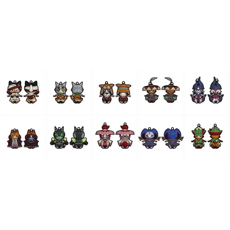 Monster Hunter X: Double-Sided 3D Rubber Mascot Collection Otomo Airou: 1Box (10pcs)