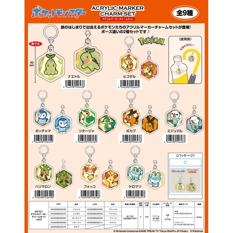 Pokemon: Acrylic Marker Charm Set Vol.3 Hikozaru