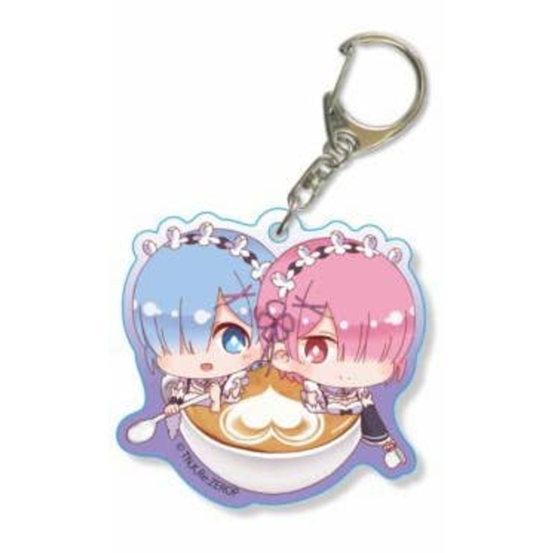 Re:Zero - Starting Life in Another World: Latte Art Acrylic Keychain: Rem & Ram