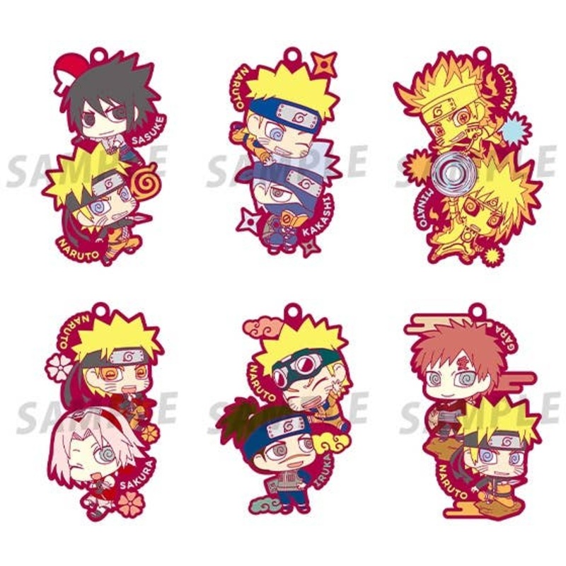 Naruto Shippuden: Moitcho! Rubber Mascot de Two-Man Cell Dattebayo!: 1Box (6pcs) (Reissue)