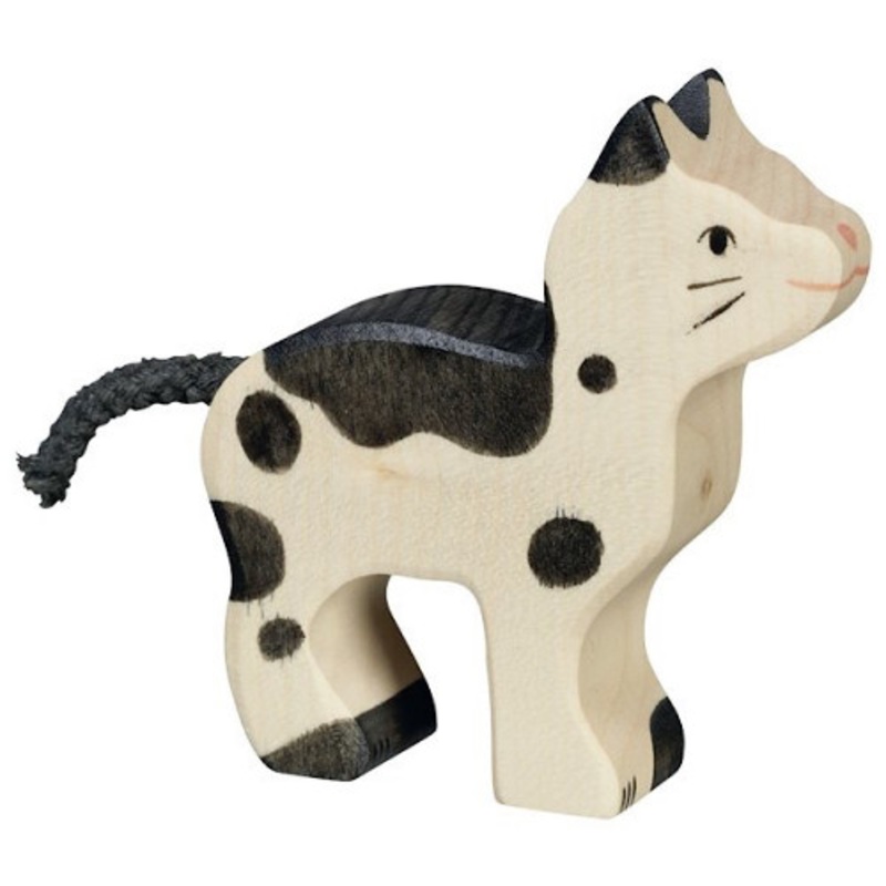 "Holztiger -  Small Black & White Cat"