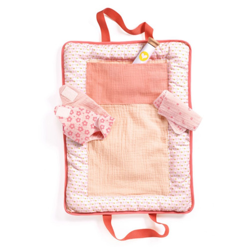 "Djeco - Pomea Collection - Pink Peak Doll Changing Bag Set"