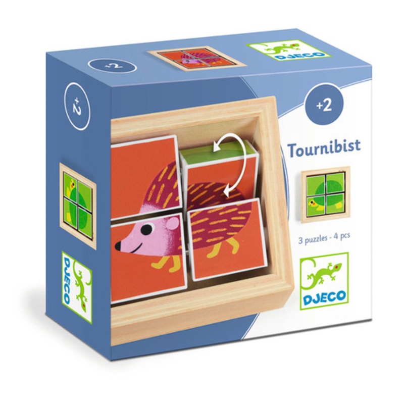 "Djeco - Tournibist Wooden Swivel Puzzles Pieces in Frame"