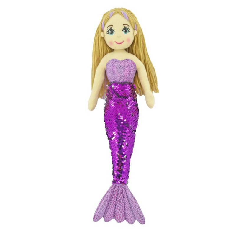 "Cotton Candy - 45cm Mermaid NIXIE Flip Sequin Purple with Sequin Tail"