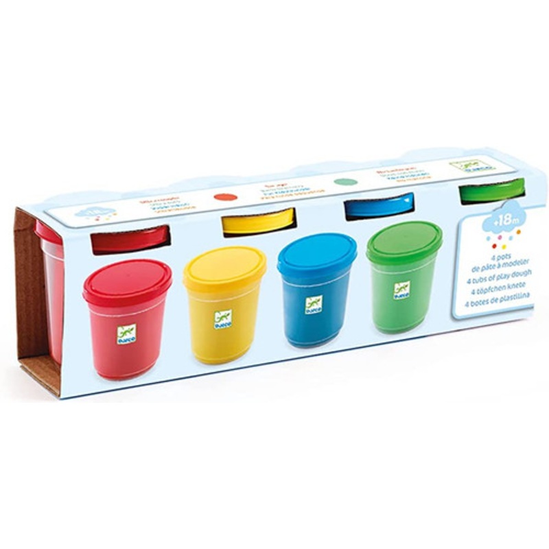 "Djeco - 4 Tubs of Play Dough - Primary Colours"
