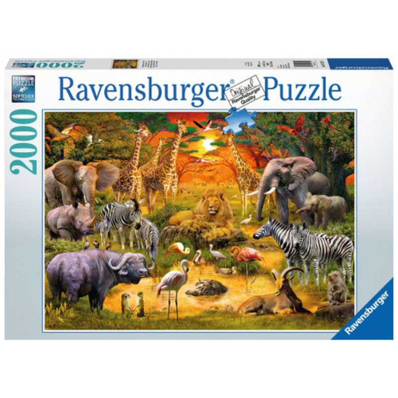 "Ravensburger 2000pc - Gathering at the Waterhole Puzzle"