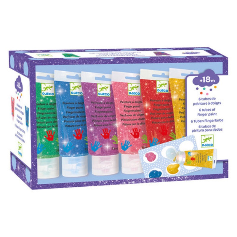 "Djeco - Glitter Finger Paint Tubes - 6"