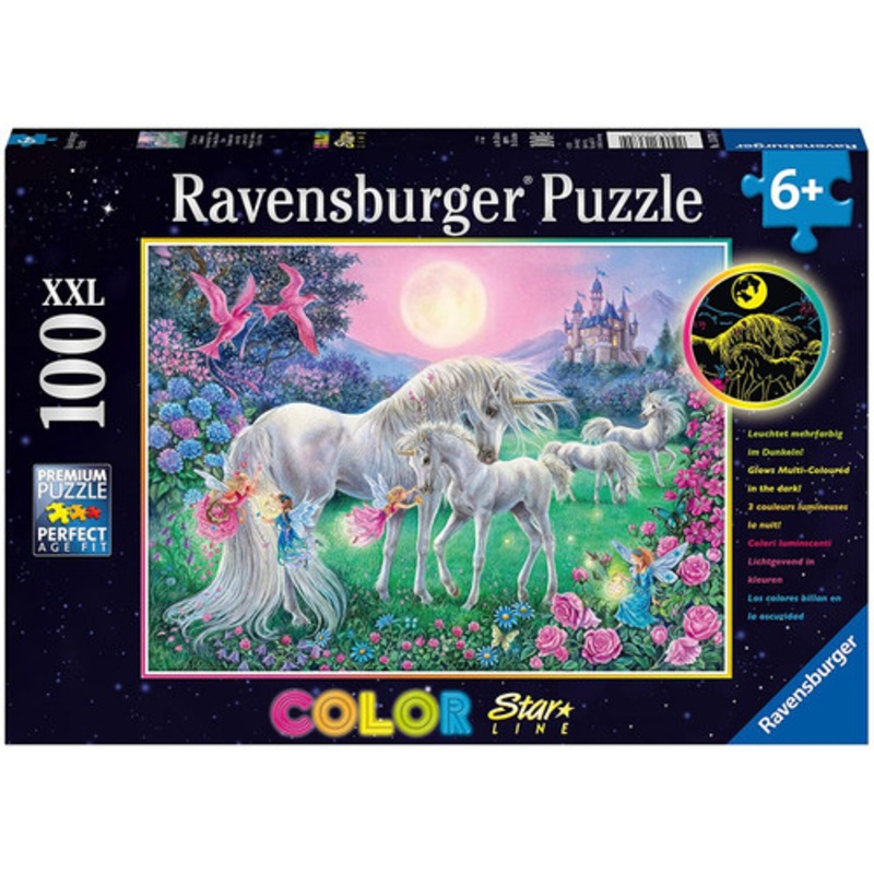 "Ravensburger 100pc - Unicorns in the Moonlight Colour Glow Puzzle"