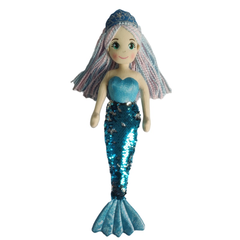"Cotton Candy - 45cm TAYLOR Blue Flip Sequinned Tail Mermaid"