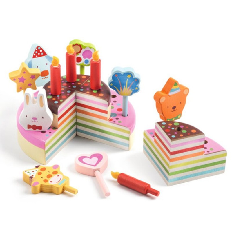 "Djeco - 16pc Happy Birthday Cake & Candles Set"