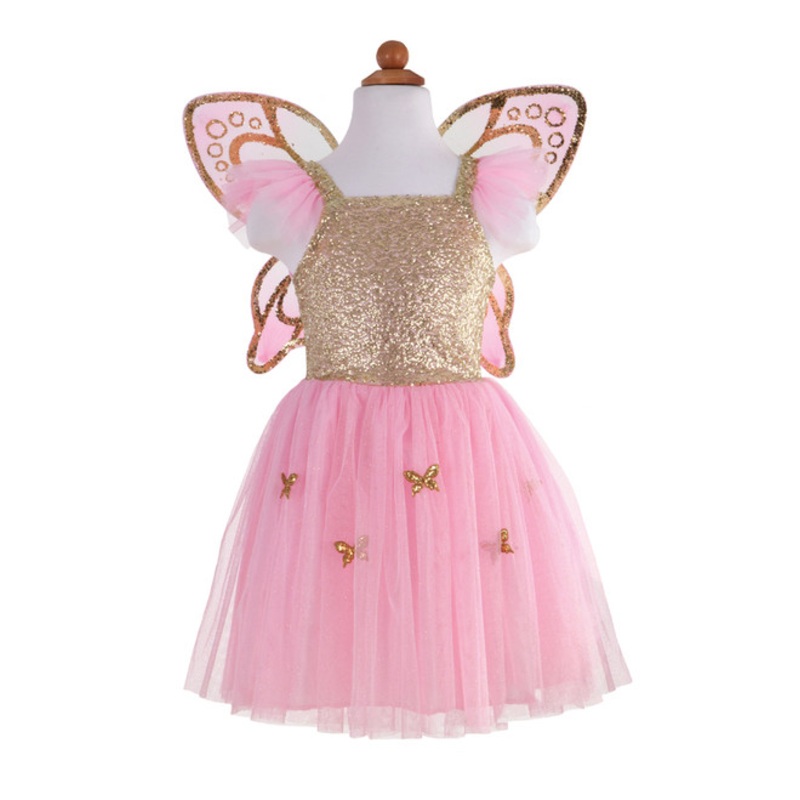 "Great Pretenders - Gold Sequins Butterfly Dress & Wings (size 5-7)"