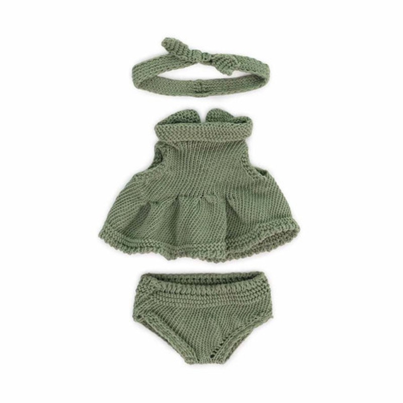 "Miniland Clothing 21cm - Eco Knitted Dress & Hairband"