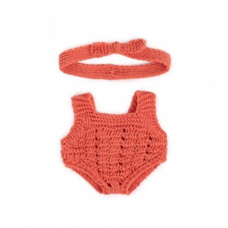 "Miniland Clothing 21cm - Eco Knitted Romper & Hairband"