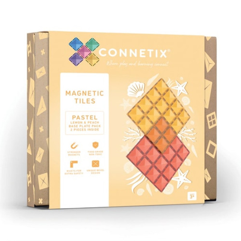"Connetix - Pastel Lemon & Peach Base Plate 2pc"