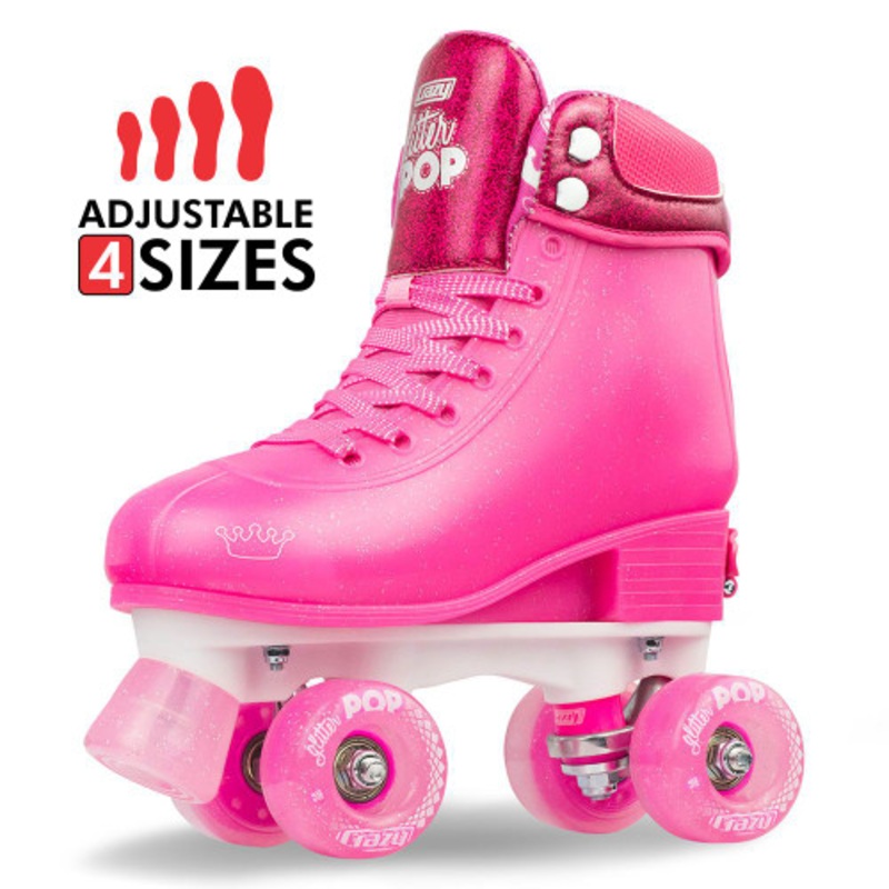 "Crazy Skates - Glitter Pop Size Adjustable Roller Skates - Pink"