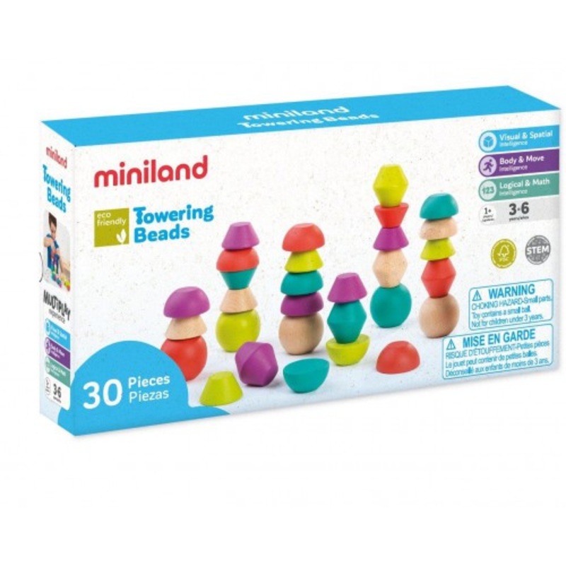 "Miniland Aptitude Eco Wooden Towering Beads Set