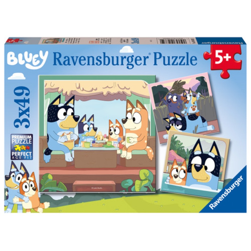 "Ravensburger 3 x 49pc - Bluey Adventures Puzzles"