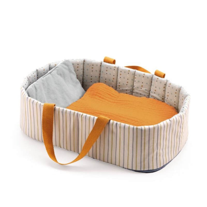 "Djeco - Pomea Collection - Blue Lines Doll Bassinet"