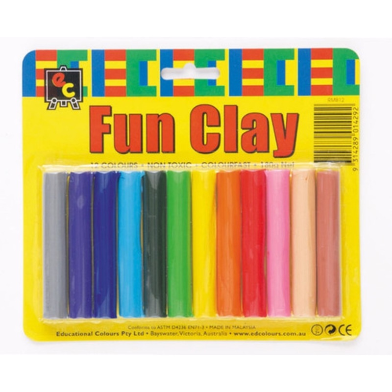 "Educational Colours Fun Clay 12s Assorted Colours (Blister Pack)"