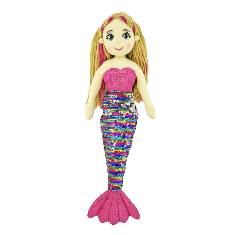 "Cotton Candy - 45cm Mermaid AVA Flip Sequin Pink Rainbow with Sequin Tail"