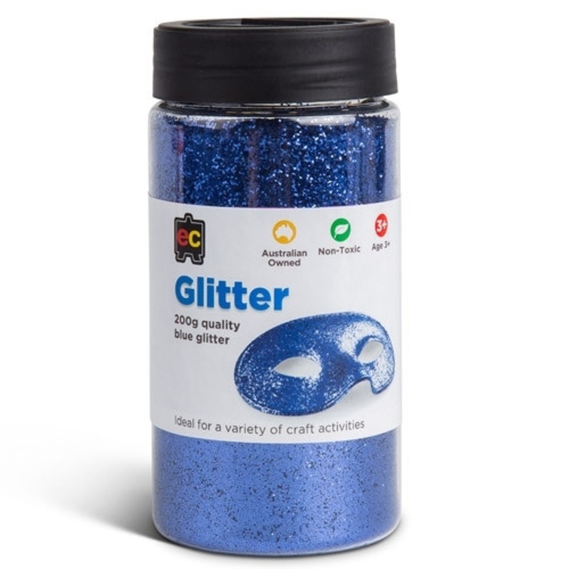 "Educational Colours - Glitter 200g Jar Blue"