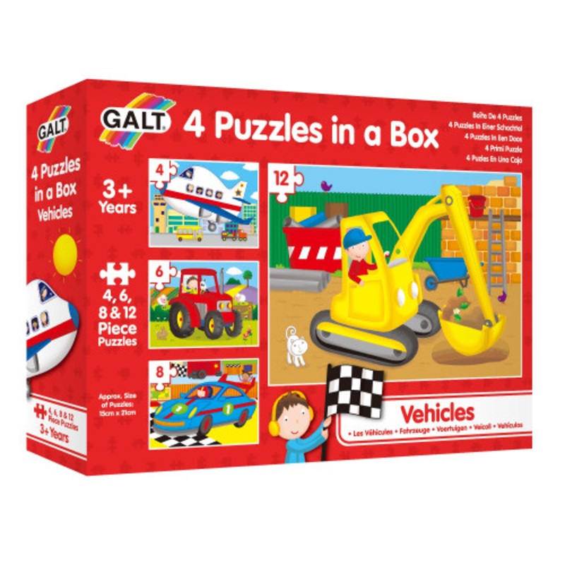 "Galt - Four Puzzles In A Box - Vehicles"