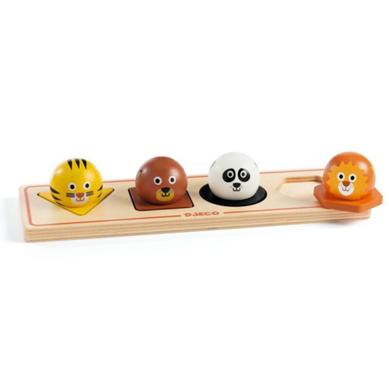 "Djeco - Animal Ball'n'Co Large Button Wooden Puzzle"
