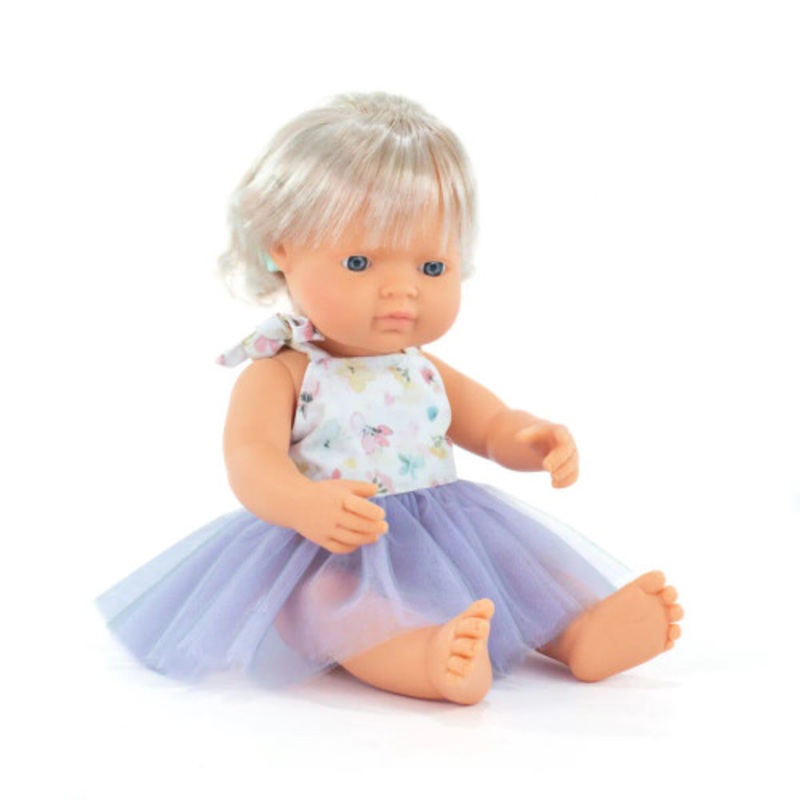 "Miniland Doll 38cm - My Friends & Me - Blonde Caucasian Girl Baby Doll with Cochlear Implant"