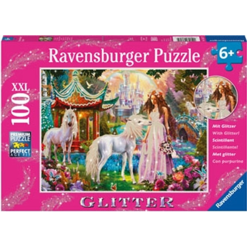 "Ravensburger 100pc - Princess with Unicorn Glitter Puzzle"