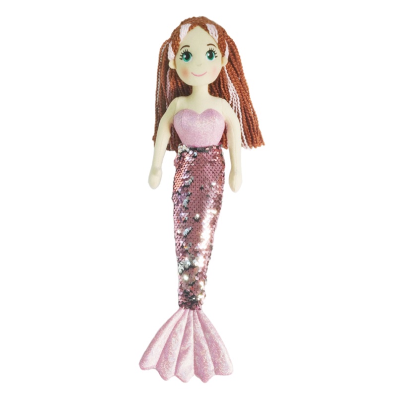 "Cotton Candy - 45cm LEAH Pink Flip Sequinned Tail Mermaid"