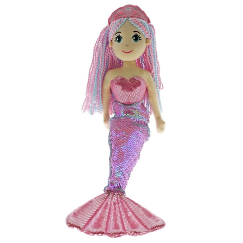 "Cotton Candy - 70cm Harper Pink & Blue Flip Sequinned Tail Mermaid"