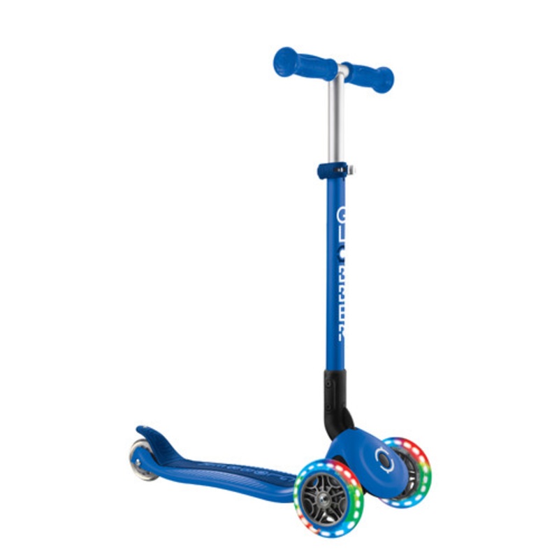 "Globber PRIMO FOLDABLE LIGHTS: 3 Wheel Scooter - Navy Blue"